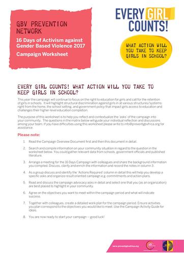 Campaign Worksheet