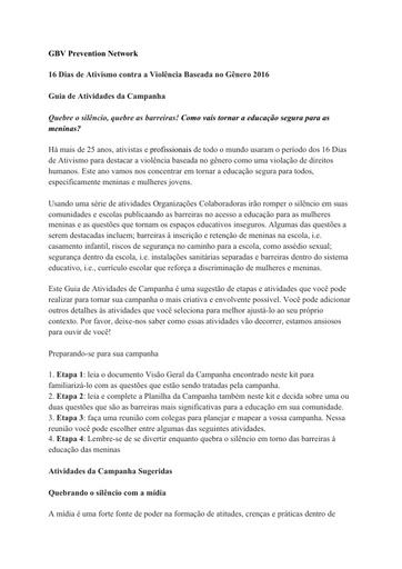 Guia de Actividades da Campanha
