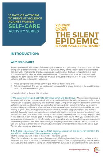 Self Care Activity Series