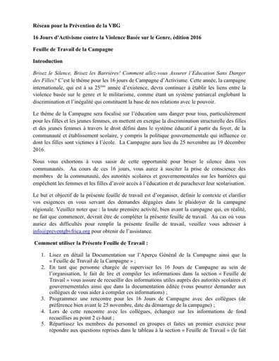 Campaign Worksheet