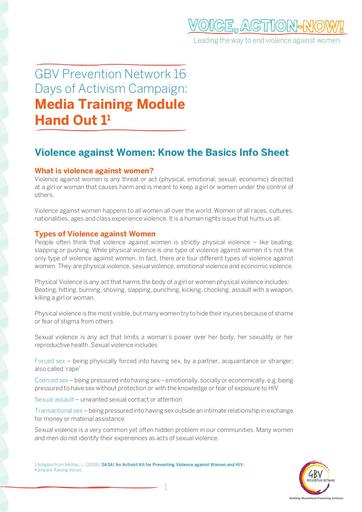 VAW Basics infosheet