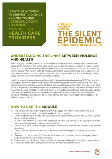 Introductory Training Module for Health Care Providers
