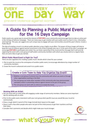 Guide to Planning a Public Mural Event 16Days Activism 2011